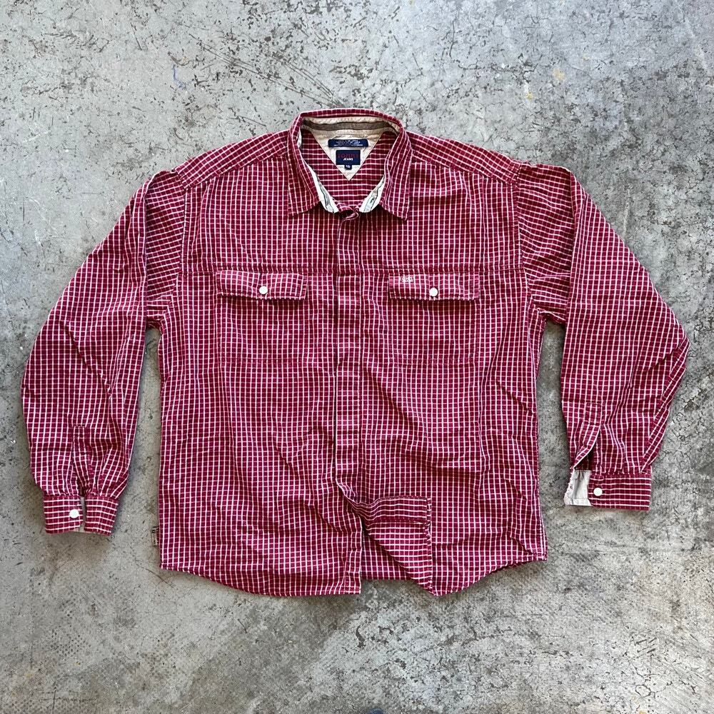 Vintage Tommy Jeans XXL Red Plaid Button Up Shirt Oversized Y2K Cotton